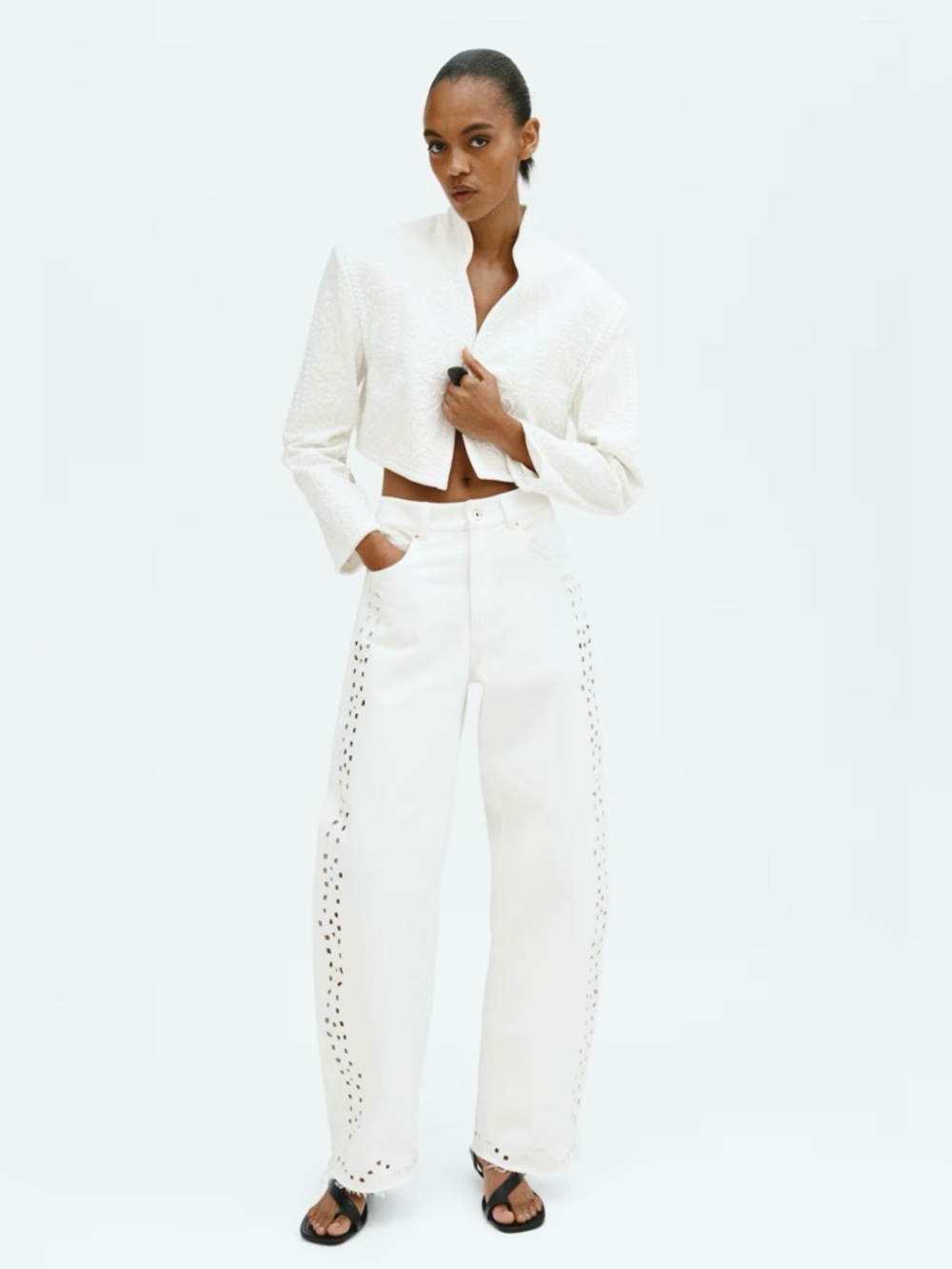 NWT H&M Edition Eyelet-Embroidered Jeans (white) Sz 12